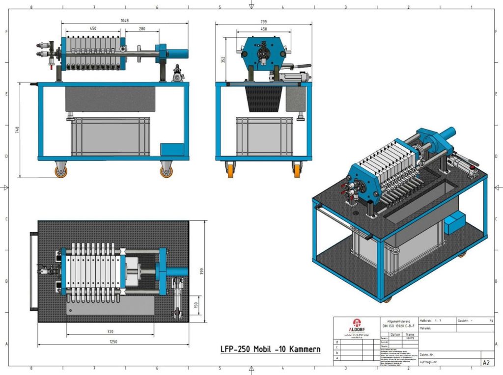 Mobile Laborfilterpresse LFP 250-10 mit 10 Kammern